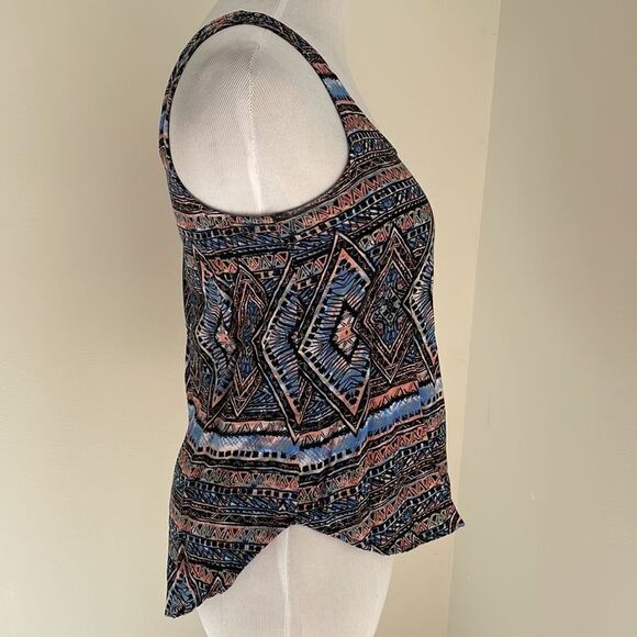 Aztec tank top multi colored with back longer back  zipper by Pink Rose size XS - Picture 4 of 7